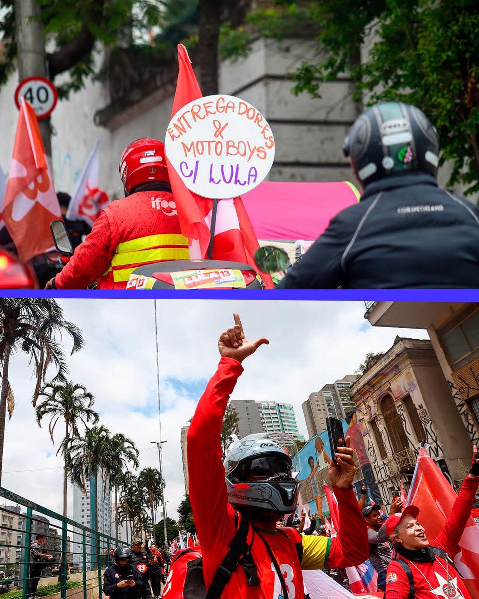 esuplicy's tweet photo. Bonita e emocionante a manifestação dos entregadores e motoboys em São Paulo! Trabalhadores essenciais que merecem segurança e dignidade. Neste domingo, 25, vamos exercer nosso direito com consciência e esperança. Vamos votar 13! https://t.co/IDWmpkBECz