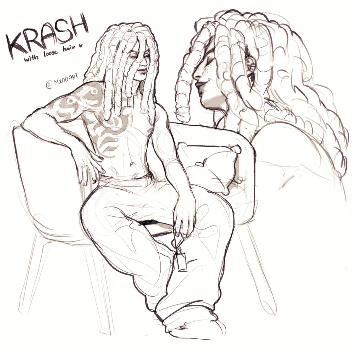 M1DDART's tweet photo. Krash × loose hair. Such a beauty💞 Maybe I’ll finish this sketch in color later #knightsofguienevere #KOG #krash https://t.co/vsxmeQOZ7l