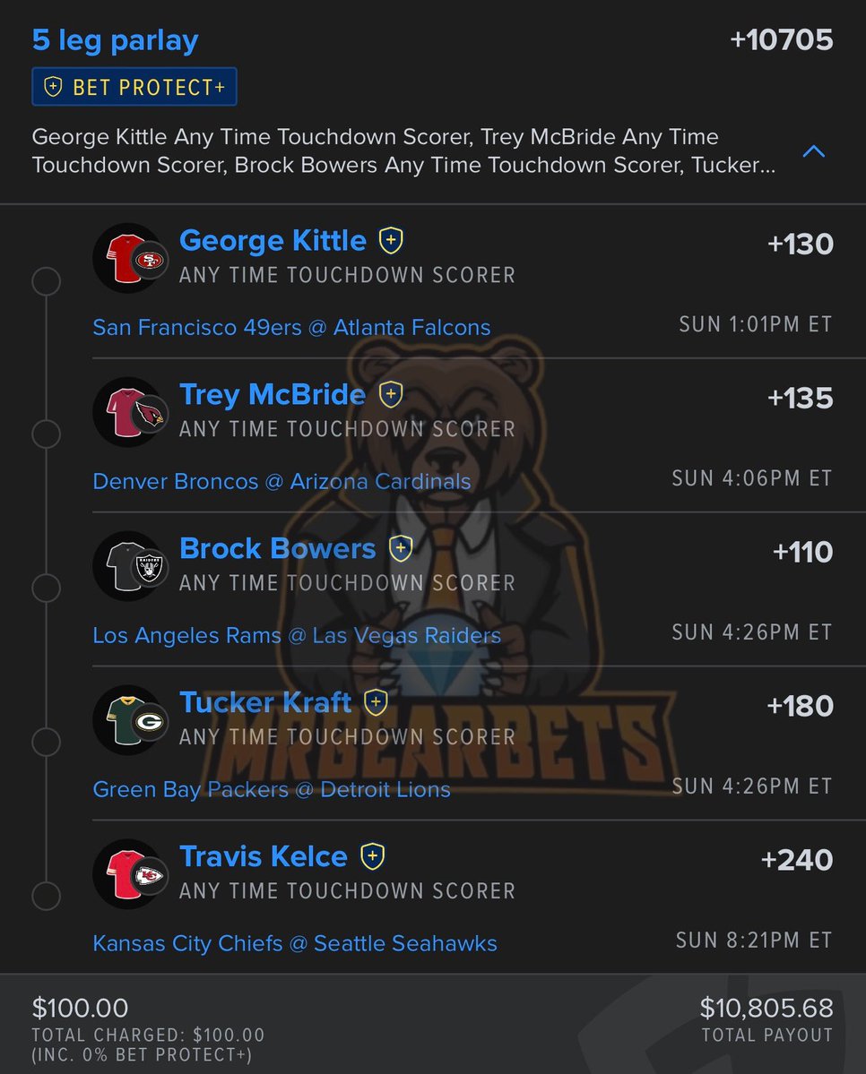 MrBearBets's tweet photo. NATIONAL TIGHT ENDS PARLAY ⭐️

This could be your chance to make $10k on Sunday 

DROPPP A LIKEEE ❤️ @Playbook https://t.co/rKf9xe38oy
