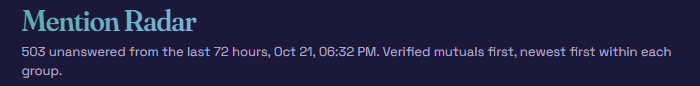 Mention Radar's unanswered-reply queue.