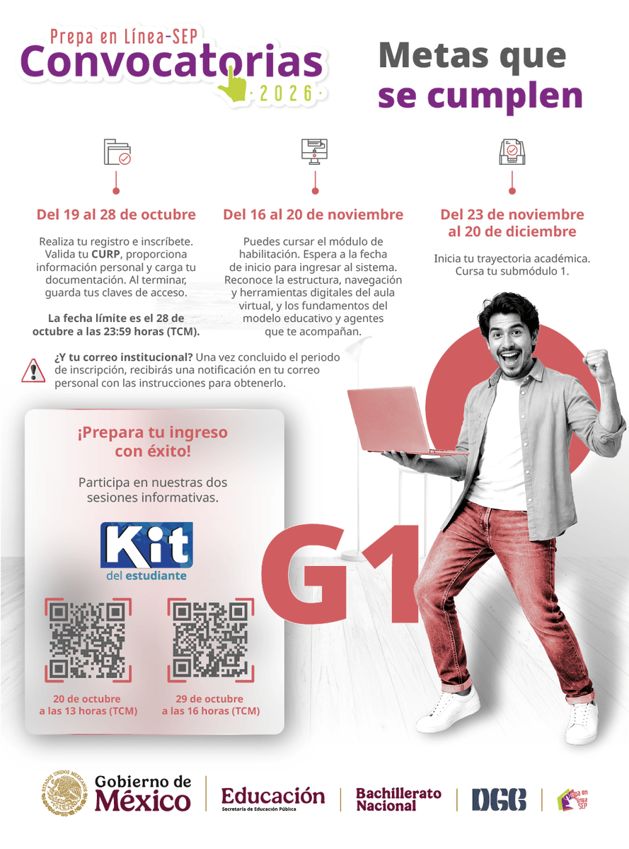 PrepaLineaSEP's tweet photo. Tu certificado de bachillerato está más cerca de lo que imaginas. 🎓

En @PrepaLineaSEP hablamos con resultados: más de 157,000 estudiantes ya tienen su certificado electrónico y hoy transforman su vida.

Inscríbete del 19 al 28 de octubre en👇
https://t.co/vawWNZXg4m

#PLSEPG1 https://t.co/rFtHp8jSFg