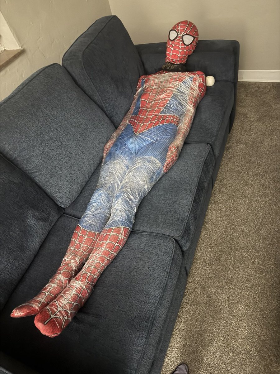 PupHush1's tweet photo. Spiderman bound/gagged by CapturedHero279 on Recon. It was very fun. https://t.co/UEM42JbdNA