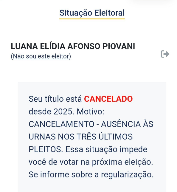 CentralDireitaX's tweet photo. Luana Piovani esta com o titulo eleitoral CANCELADO. https://t.co/xKz03dhlw2