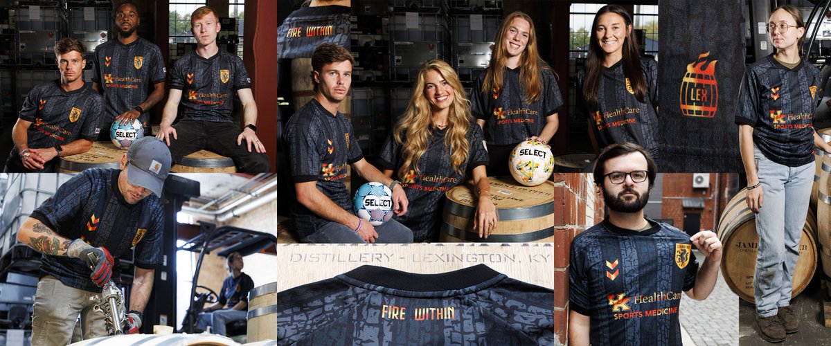 LexSporting's tweet photo. 𝐅𝐨𝐫𝐠𝐞𝐝 𝐢𝐧 𝐭𝐡𝐞 𝐟𝐢𝐫𝐞 🔥👕

Our new @hummelNAmerica Fire Within kit has arrived, inspired by one of Kentucky’s proudest traditions. 🥃

🛍️🔗 Available NOW: https://t.co/YJFMTyTGQn

#LexGo https://t.co/RSfy0WogcV