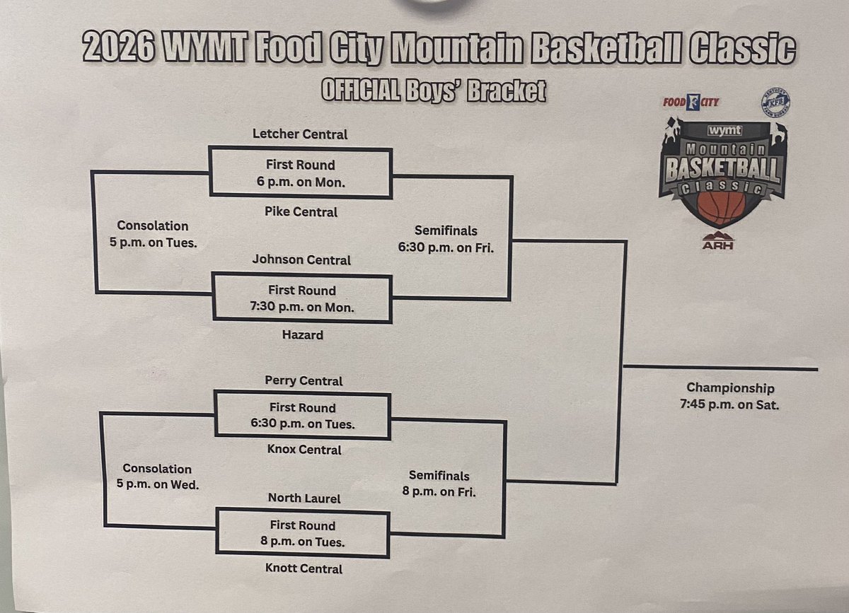 SportsOT's tweet photo. WYMT Food City Mountain Basketball Classic Brackets revealed https://t.co/Yn5EWFMNp7 https://t.co/a78eidAkil