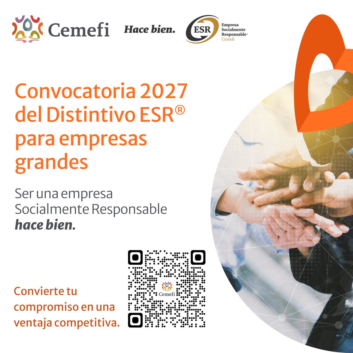 Cemefi's tweet photo. 🚀 ¡Súmate a la cultura de la responsabilidad empresarial! 🏆
Ya está disponible la Convocatoria 2027 del Distintivo ESR® para empresas grandes.

Conoce los requisitos, fechas y el proceso de participación.
#DistintivoESR #HaceBienESR #ResponsabilidadSocialEmpresarial #Cemefi https://t.co/PPFQ4M6GNz