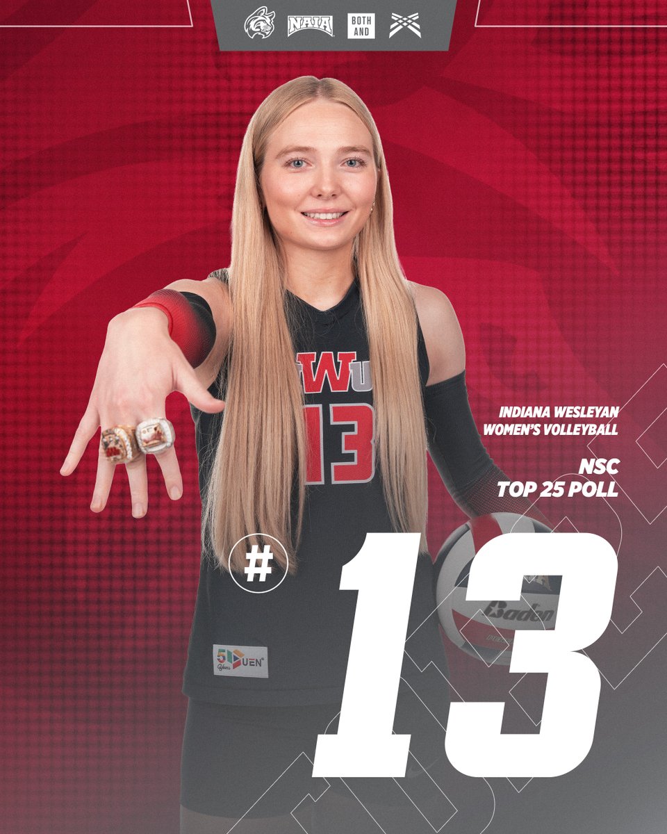 IWUWildcats's tweet photo. 📈 TOP 25 POLL 📈

@IWUVBall rises to No. 13 in the latest edition of the NSC Top 25 Poll! 🏐

#BothAnd #TheRightWayToPlay https://t.co/rR47oJbZaF