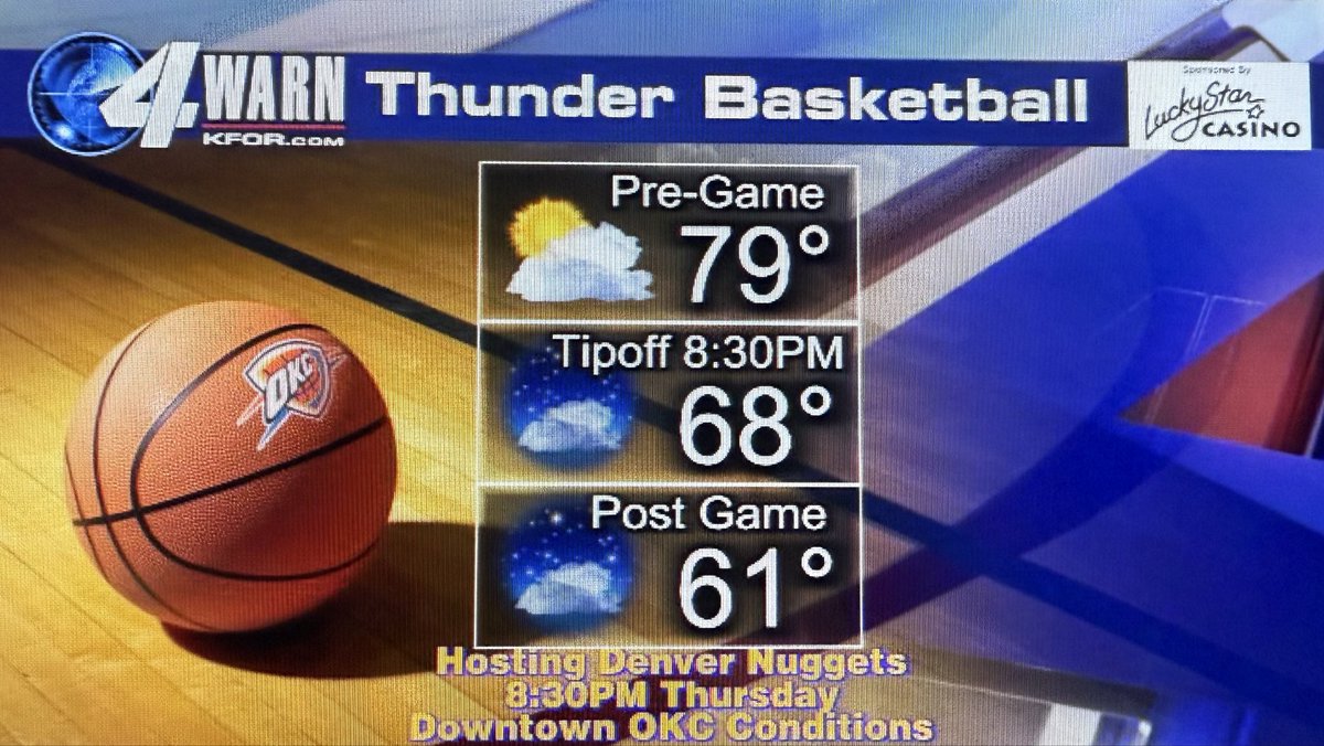 MikeMorganKFOR's tweet photo. It doesn’t get any better!! #Thunder #OSU #okwx 10.21.26 https://t.co/l38DP5vCLc