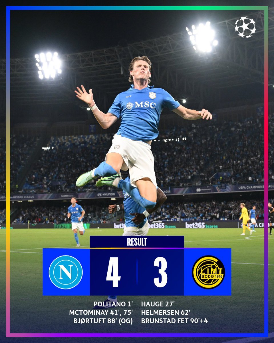 SiaranBolaLive's tweet photo. ✅️ROMA 4-0 SLOVAN
✅️NAPOLI 4-3 BODO/GLIMT
✅️COMO 4-1 MU
✅️INTER 1-0 SHAKHTAR

4 WAKIL ITALIA MENANG!!!
💪 https://t.co/6G5kP6gyUJ