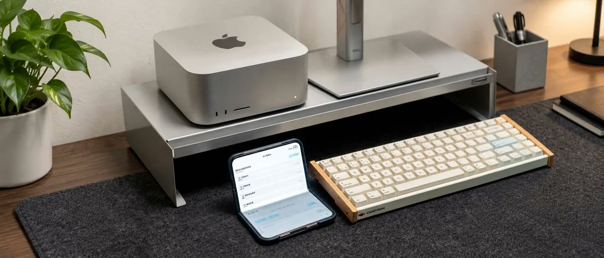molihua_org's tweet photo. 买了一台 2 万多的 iPhone Duo 和 8 万多的 Mac Studio，花 10 万块钱做的是什么——让手机变成遥控器，指挥家里的电脑干活。

Mac Studio 装着本地模型，跑着 AI Agent 任务，做的是像生成视频、处理图片、写代码这种需要大算力的活。手机和电脑通过 HTTPS 连接起来，手机成了一个可以随时查看进度、批准决策的控制中心。任务一旦派给电脑就自动执行，中间手机掉线也不影响，只要 Mac 一直开着就能继续干。

iPhone Duo 的折叠形态在这里最有用处。合上盖时，屏幕显示 Agent 任务的进度、电脑的内存占用和 Token 用量，审批按钮又大又明显，拇指一按就能批准或拒绝。半折状态下，上面是任务执行过程的实时日志，下面是触控板和输入框，可以像操纵遥控器那样监控和干预。展开时就是一块小平板，看任务队列、预览生成结果、修改提示词，几个 Agent 的任务还能并排对比。

（茉莉花快讯）
