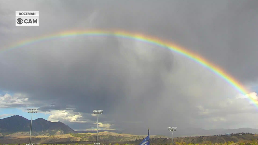 JasonStiff's tweet photo. It was a mild Wednesday in Montana with highs 10-15 degrees above average, and only isolated rain showers. We had JUST enough shower activity for a Bozeman rainbow! Soon we'll return to clouds, rain, snow &amp; cold. Enjoy Thursday!

#Montana #rainbow #Wednesday #Thursday #weather https://t.co/78vrZOfo18