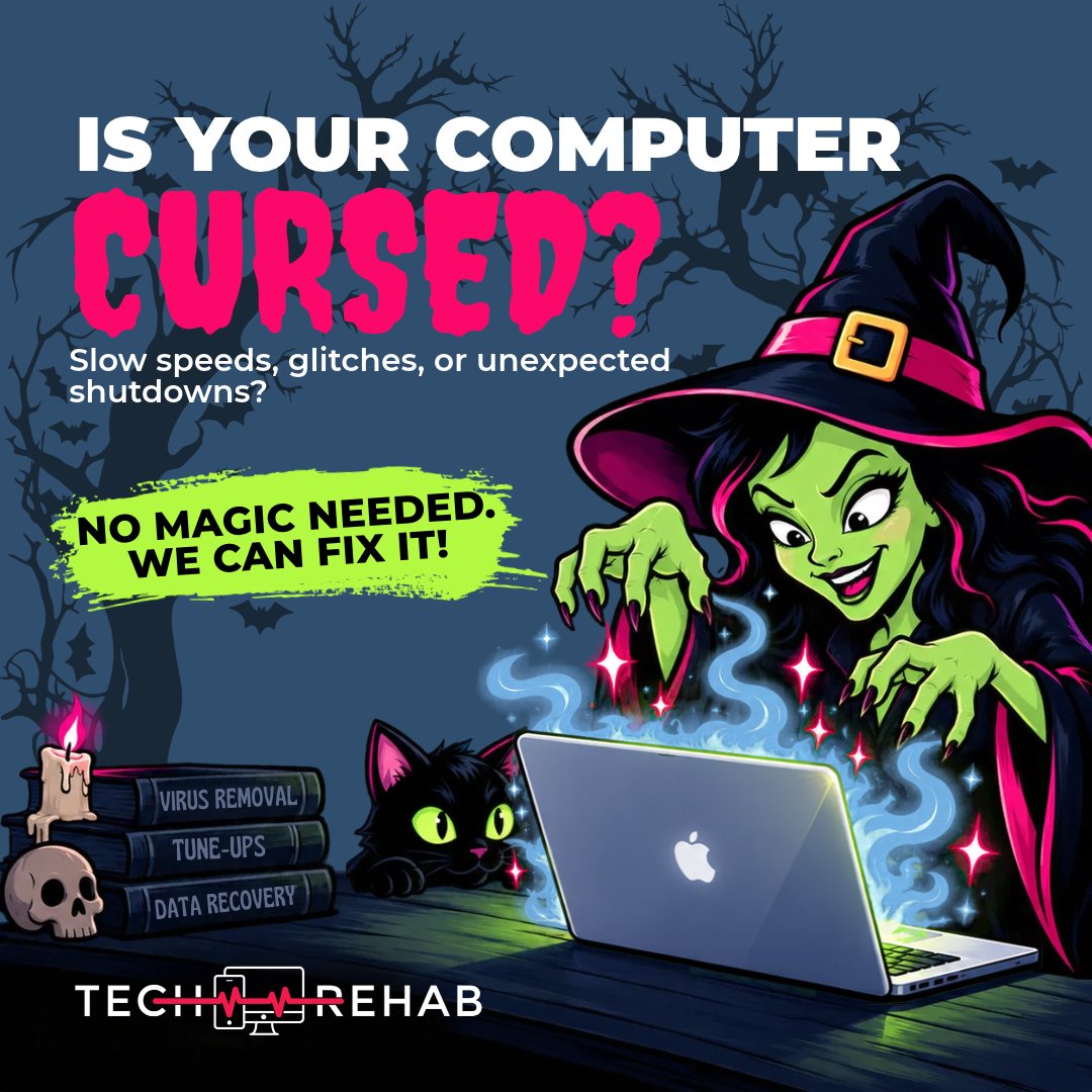 TechRehabHFD's tweet photo. 🧙‍♀️ Is your computer under a spell? 💻 Slow speeds or random glitches? No magic needed! Tech Rehab can help! ⚡ 

📍 811 N Main, 📲 806-553-0489 

#TechRehab #HerefordTX #ComputerRepair #TechSupport https://t.co/yELjIItQIR