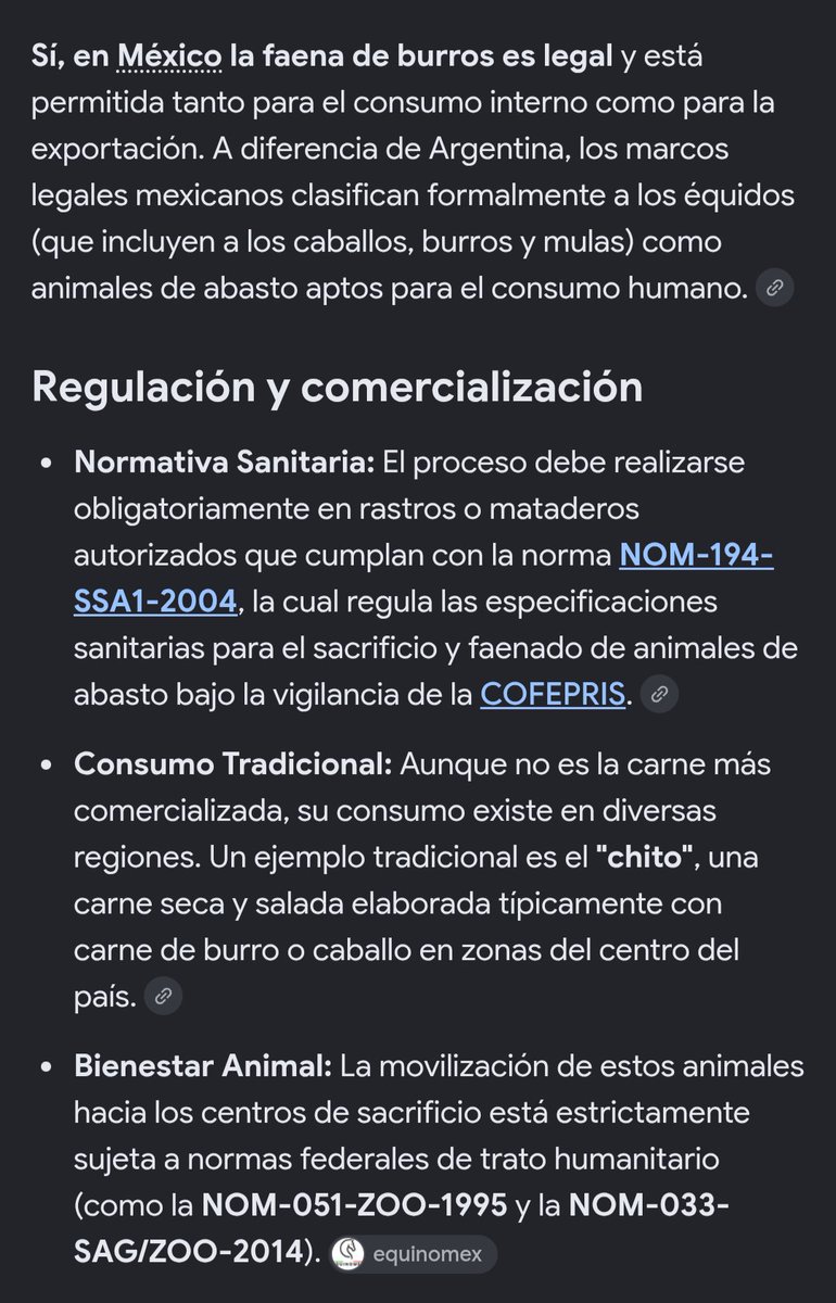 arieldaf's tweet photo. @thorazual @JcortMdq Está prohibida la faena de burros en argentina. Hay pocos frigoríficos que lo hacen y solo para exportación.
En cambio, si es legal hacerlo en México. 
Mismo pasa con la producción y consumo de insectos. https://t.co/tkywwNohZP