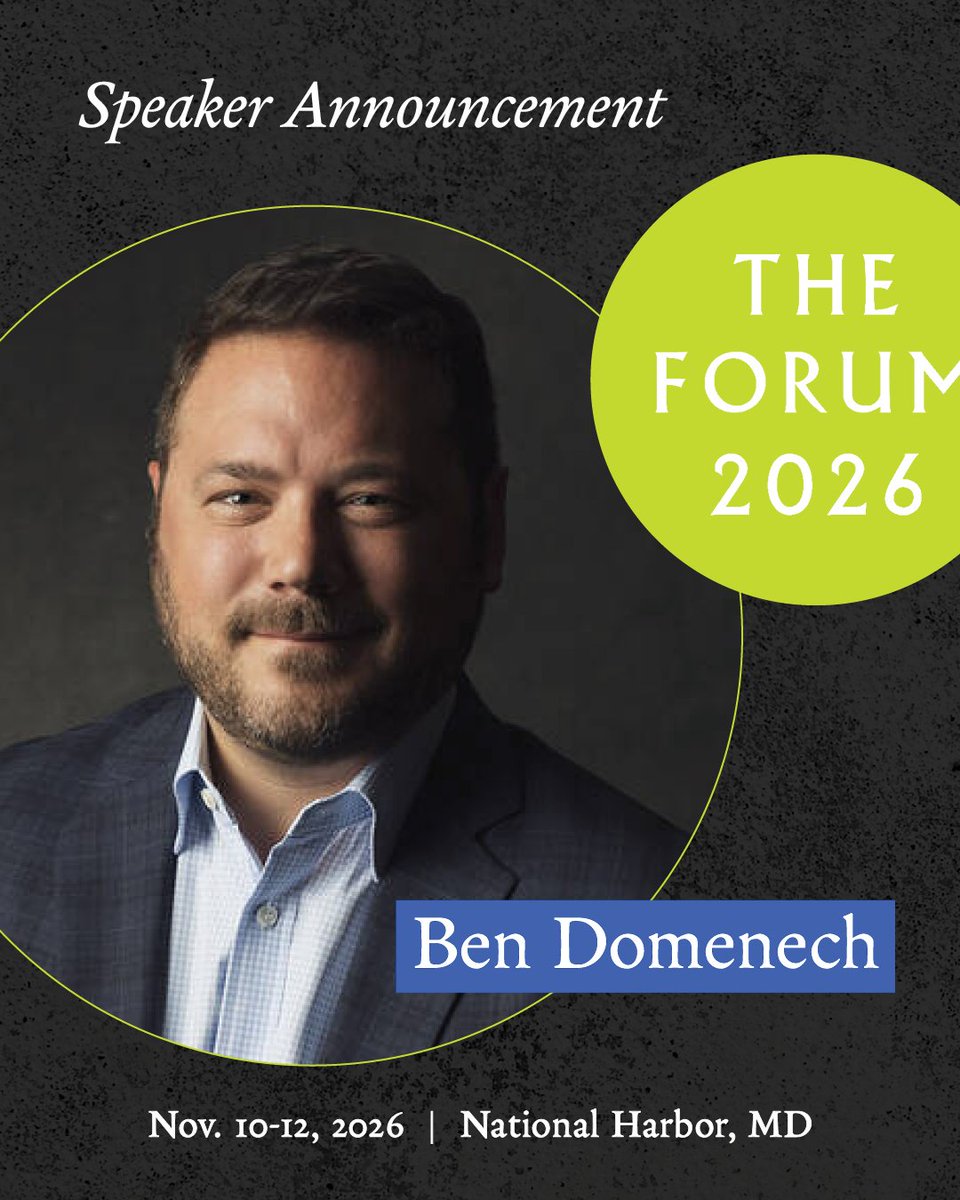 Heritage's tweet photo. 🚨@bdomenech joins The Forum!🚨

The most important debates in America aren't happening on social media. They're happening among leaders willing to engage the toughest questions facing our country.  

Use code TFSM and join us at The Forum 2026: https://t.co/DY8sx4RwTL https://t.co/6ZIeQPGwkB