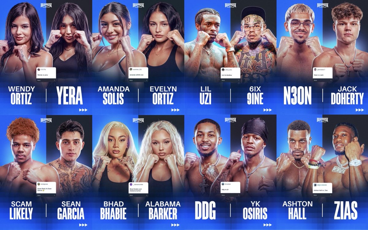 IfnBoxing's tweet photo. ‼️ The fan-voted matchups after Brand Risk 16 via their IG story 📜

[🖼️ - @DennakoDesigns] https://t.co/TcUyXfHkzZ