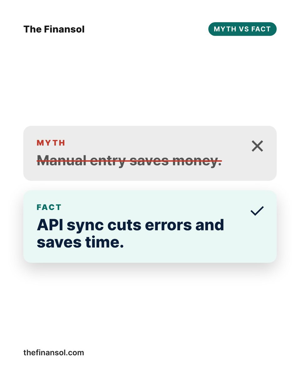 thefinansol's tweet photo. Spreadsheet myth: manual entry saves money. The hidden cost is errors that waste time and lead to bad decisions. API sync removes that risk. How does your team handle data entry errors? #CustomSoftware #TheFinansol https://t.co/utQwUckkz2