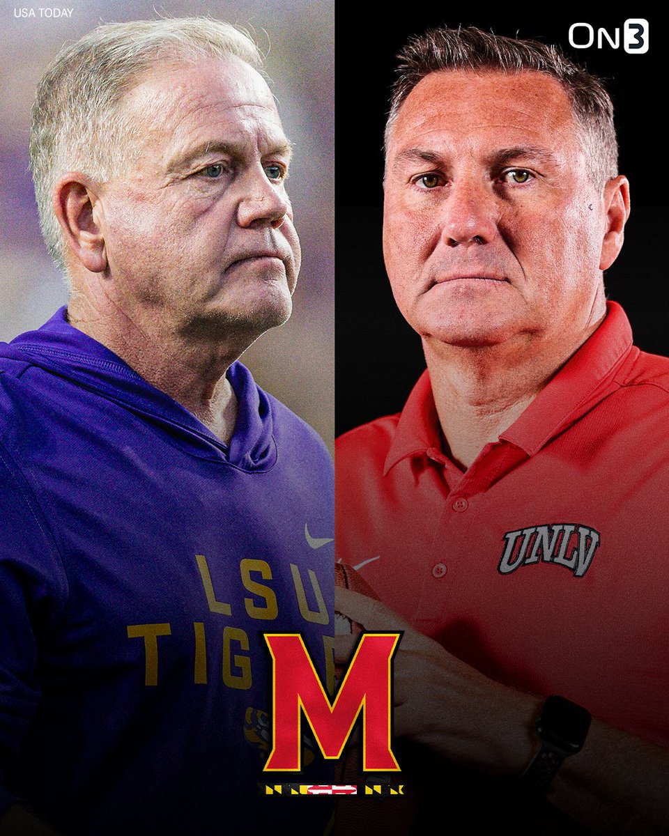On3's tweet photo. NEW: Brian Kelly and UNLV's Dan Mullen are on the Maryland Head Coach Hot Board👀

(via @PeteNakos) 

More: https://t.co/4NRYFdzo3q