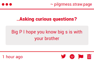 lostpalmeress's tweet photo. ..Yes I was...always aware he was..with my brother...and do..not call me that..its either Alouette or..Pilgrimess https://t.co/Q0XIO59MQ6