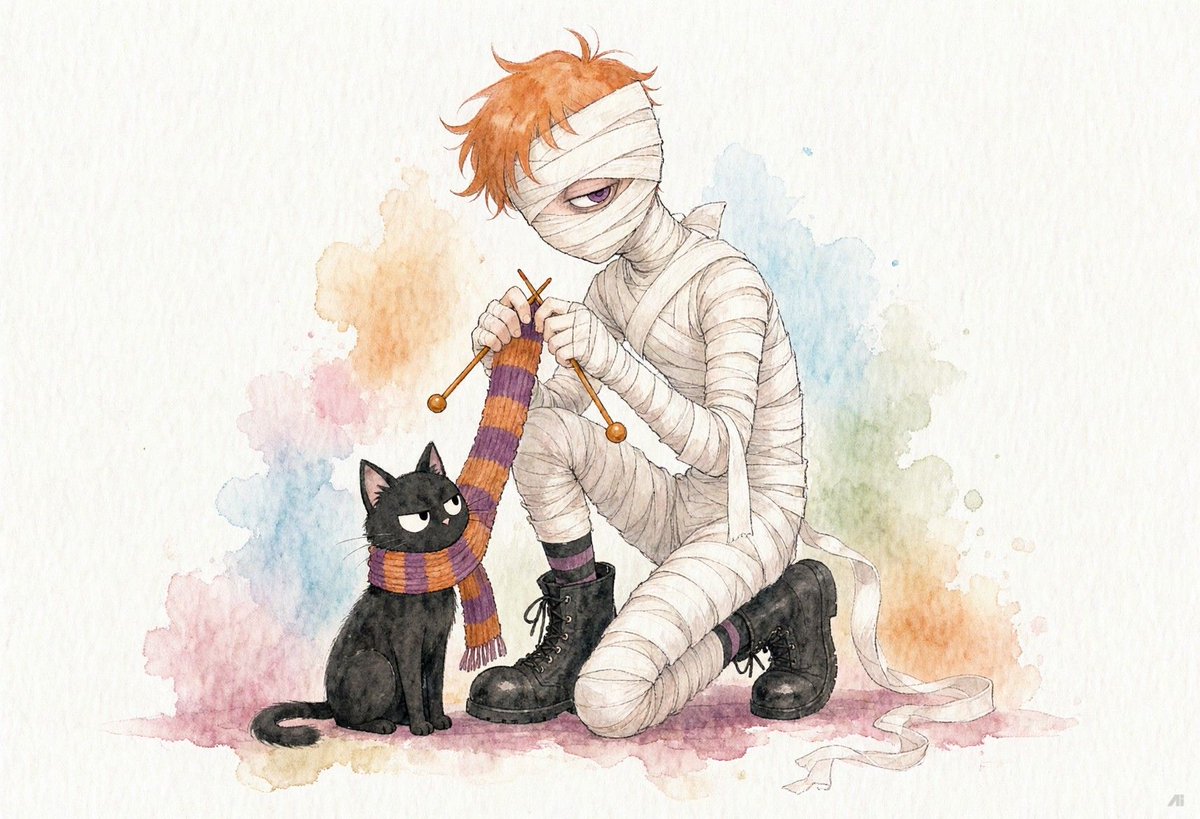 askTIXI's tweet photo. How the mummy was built 🧶
One face sheet, one turnaround, and a favourite pose. Same hair, same single eye, same scarf in every drawing.
Made on https://t.co/LUb2PZmxgM

2DAI❤️ART https://t.co/lgG13J0Vzy
