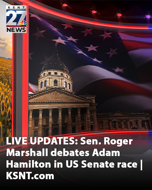KSNTNews's tweet photo. In a race that’s become increasingly competitive and contentious, incumbent Kansas U.S. Senator Roger Marshall (R) and challenger Adam Hamilton (D) take to the debate stage Wednesday night with less than two weeks until midterm elections. https://t.co/vLNdYynUKl https://t.co/SrtxKkIWYi