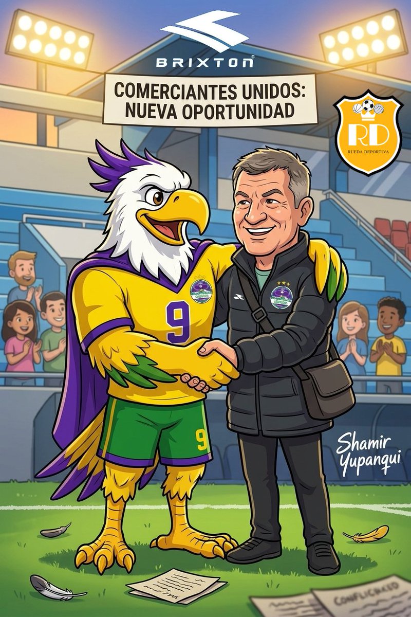 RuedaDepPeru's tweet photo. ¡Nueva oportunidad! ⚽ Comerciantes Unidos renueva las ilusiones para lo que se viene. El club se enfoca en sumar y revertir la situación en el torneo peruano. ¡Con todo las águilas! 🦅💪
🎨 Shamir Yupanqui
#ComerciantesUnidos #brixton #zapatillas https://t.co/0Sc2zUj2NK