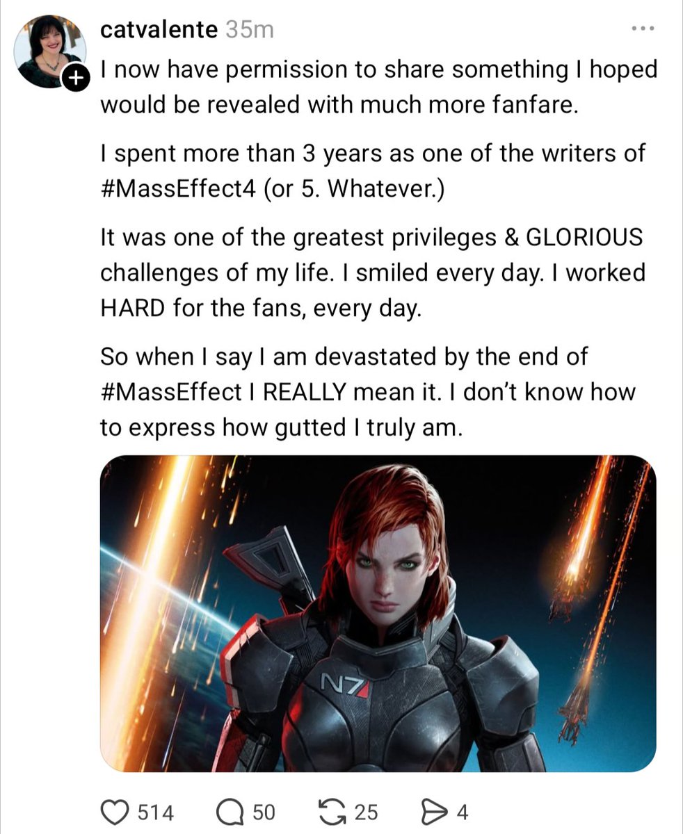 MassEffectHYPE's tweet photo. The writer of Mass Effect: Annihilation was on the writing team for the next Mass Effect game for the last 3 years. #masseffect https://t.co/D3n2PezqAG