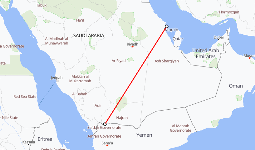 samialfahad2004's tweet photo. @SaudiNews50 1200km
قطعها الصاروخ والمسيرات داخل السعودية  والدفاع الجوي السعودي نايم. https://t.co/qkVNDWZK9L