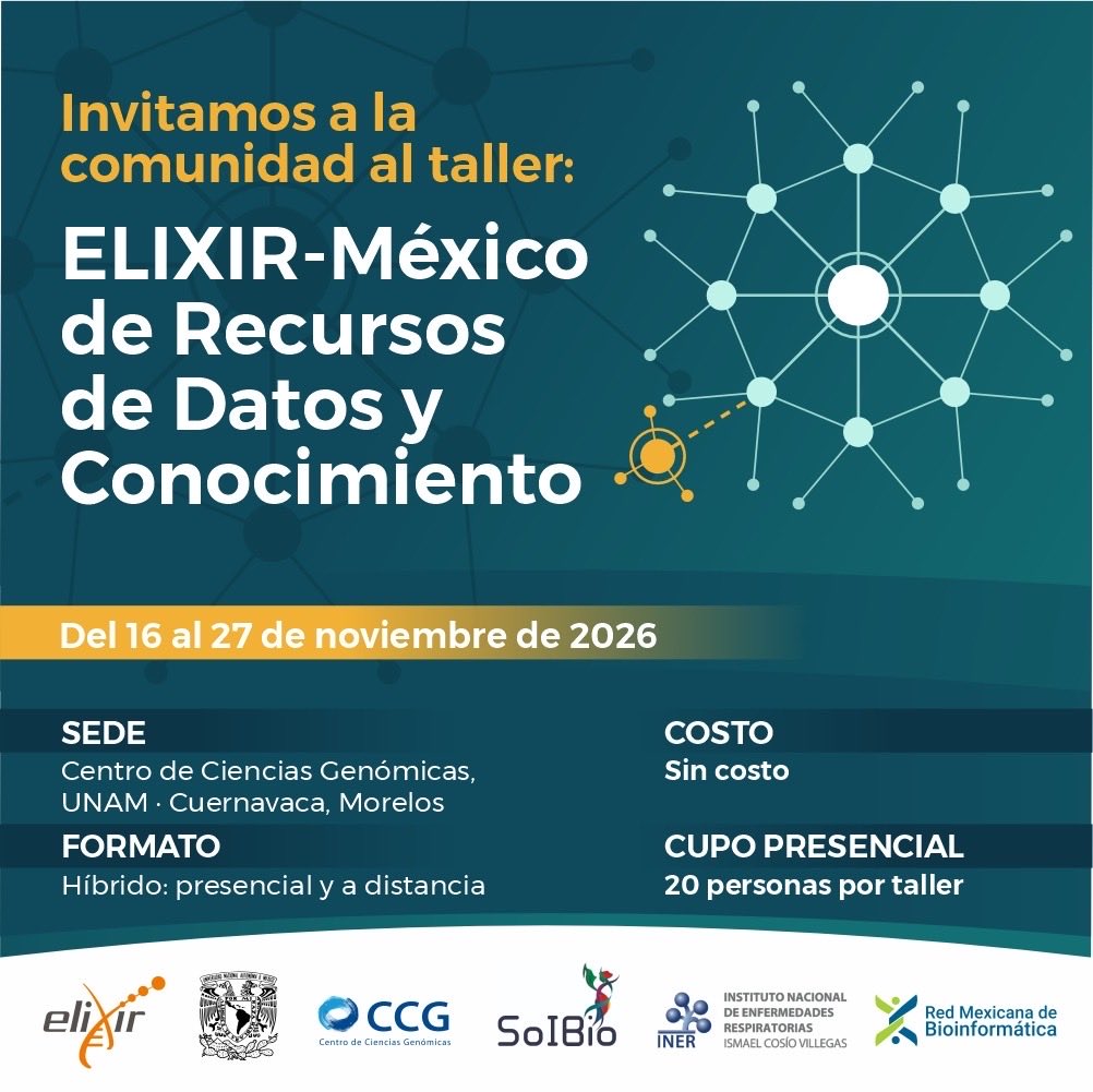 RBioinformatica's tweet photo. ⏰🧬 ¡Último llamado!

Mañana 22 oct cierra el registro presencial al Taller ELIXIR-México 2026.

📅 16–27 nov.
💻 Híbrido y gratuito
👥 Cupo presencial limitado
🌐 Registro virtual abierto

🔗 https://t.co/Vt39p2Vmrm

#Bioinformática #RMB https://t.co/WnKSjgaS89