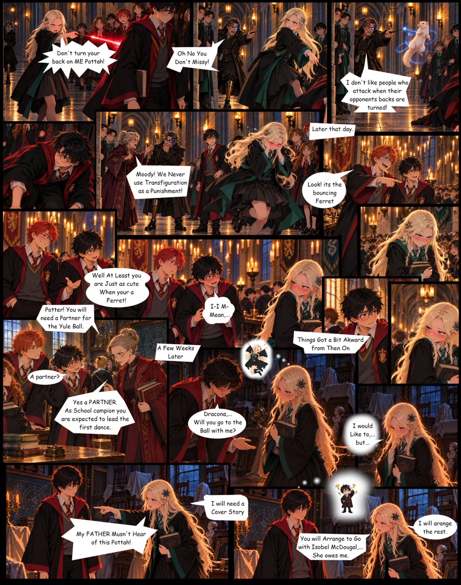 Greasy__Bear's tweet photo. Reupload yule ball Part 1 with new comic format. I think its better, but wouldn't mind feedback. #malfoid #malfoidfanart #comic https://t.co/2liokTUok8