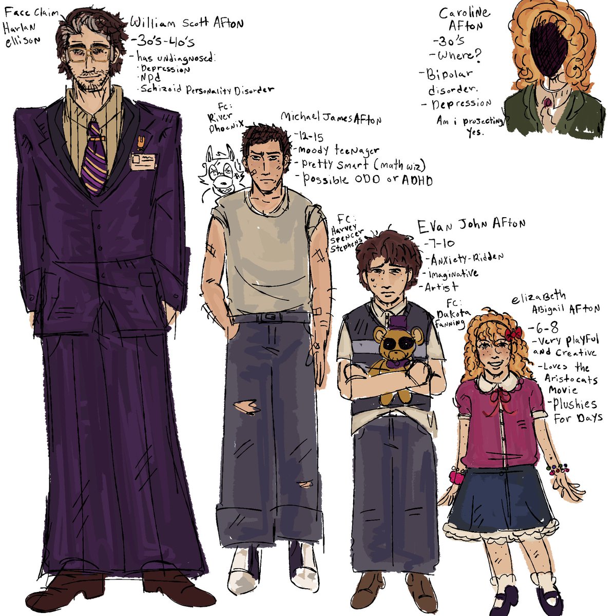 ceoofced's tweet photo. i present thee...my afton family designs,,heh.  #fnaf https://t.co/XB5KPAUvo0