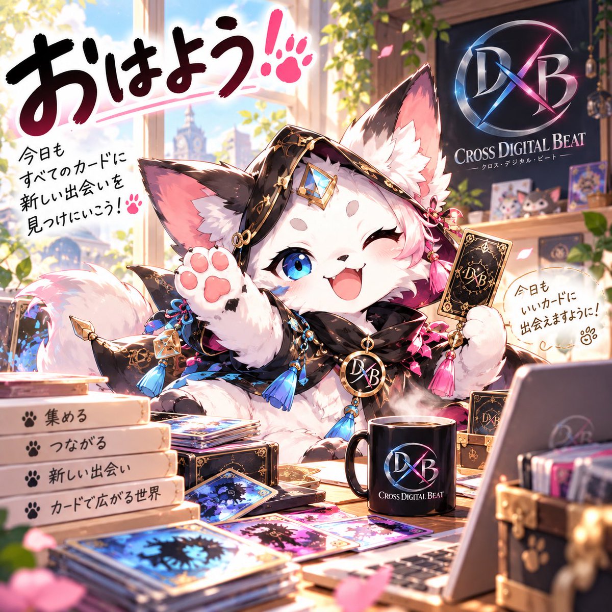 CDB_TCG's tweet photo. おはよう御座います！

今日もホロビートの魅力を伝えられるように頑張ります🐈‍⬛

発売が楽しみですね！ https://t.co/wwlIKu8fh0