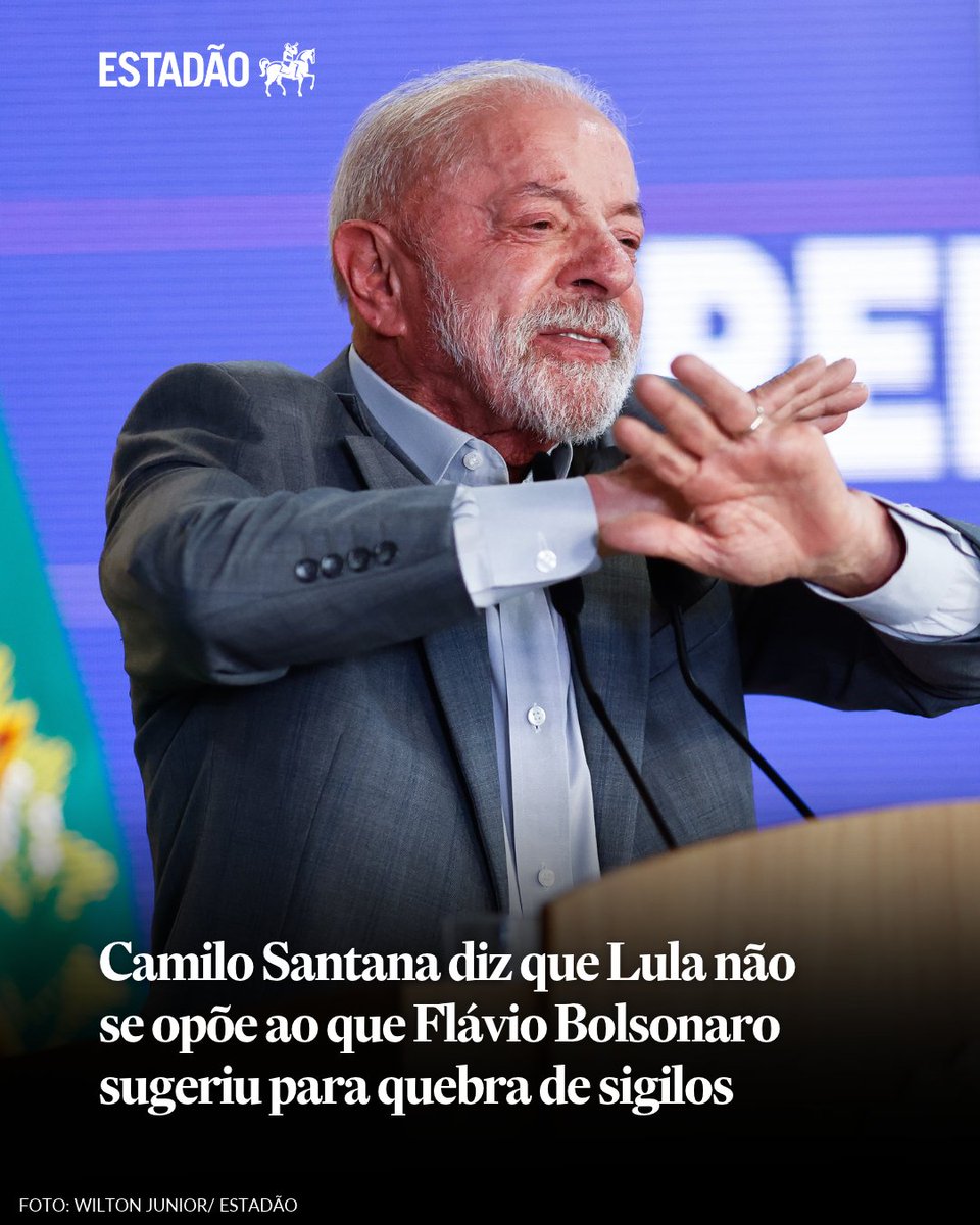 Estadao's tweet photo. SIGILO NAS ELEIÇÕES | Coordenador de campanha do PT afirmou que Lula não irá se opor aos pontos exigidos por Flávio Bolsonaro ➡️ https://t.co/zoT43oGuQR

“Essa semana, pedi ao Flávio abrir o sigilo. Hoje, ele inventou um monte de mentiras e trucou seis. Eu vou meter um nove na cara dele amanhã. Ele não tem nenhuma carta boa, só mentira." - afirmou Lula, nesta quarta.