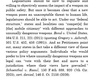 2AFDN's tweet photo. Cook County argues for a two-tiered Second Amendment, essentially. If a resident wants the full breadth of 2A, they should move somewhere else, per the County in this brief. 

That's not how constitutional rights work. Imagine southern states 70 years ago arguing:

"our version of Equal Protection is 'separate but equal.' If you want the more expansive form of it, you can move to another state."