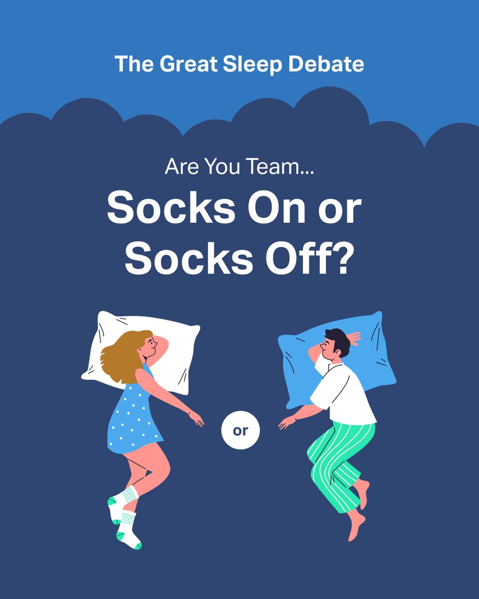 sleepisthefound's tweet photo. Some people can't fall asleep with socks on. Others can't fall asleep WITHOUT them. 🧦😂

But did you know this surprisingly divisive bedtime habit might actually affect how quickly you fall asleep? Read more here: https://t.co/BDZ84dxoPQ

#SleepHabits #BedtimeRoutine https://t.co/m7AVhnrqp4