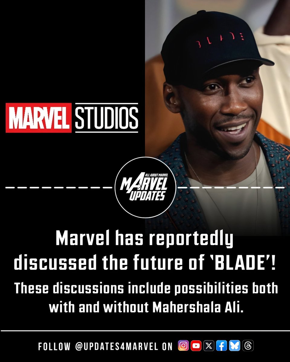 Updates4Marvel's tweet photo. Marvel Is Rethinking the Future of ‘Blade’!

The studio has reportedly discussed different directions for the long-delayed project, including possibilities both with and without Mahershala Ali.

#Blade #MahershalaAli #Marvel https://t.co/41zUmruSEL