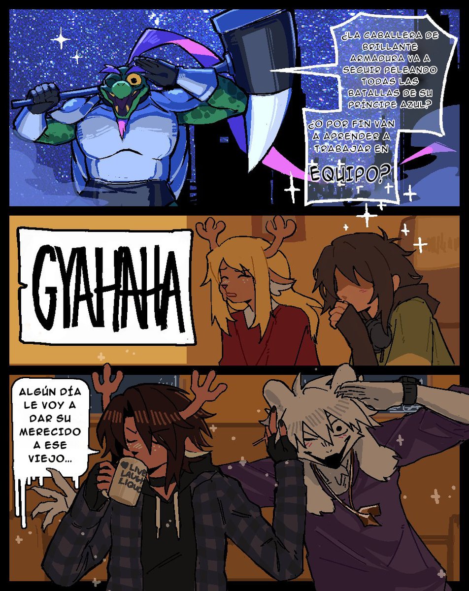 Enzotradus's tweet photo. #DELTARUNE 
Traducción al español hecha por mí. 
   "Maestros"
Autor original: @Heartbreak_Juan https://t.co/fVKOf9y3Ew
