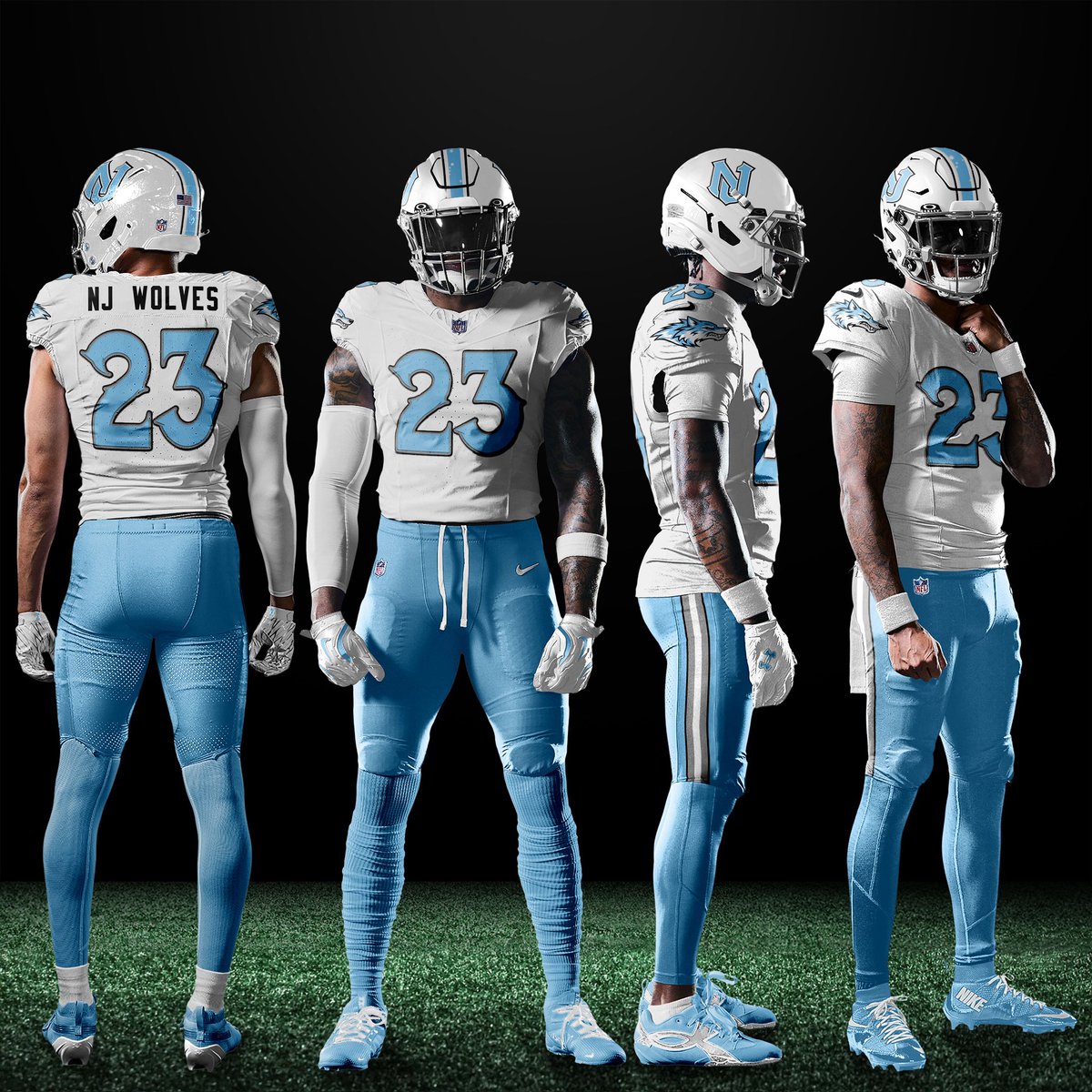 NFLEarth1610's tweet photo. New Jersey Wolves home/away white &amp; colored jersey option https://t.co/CRlbPZK8zO