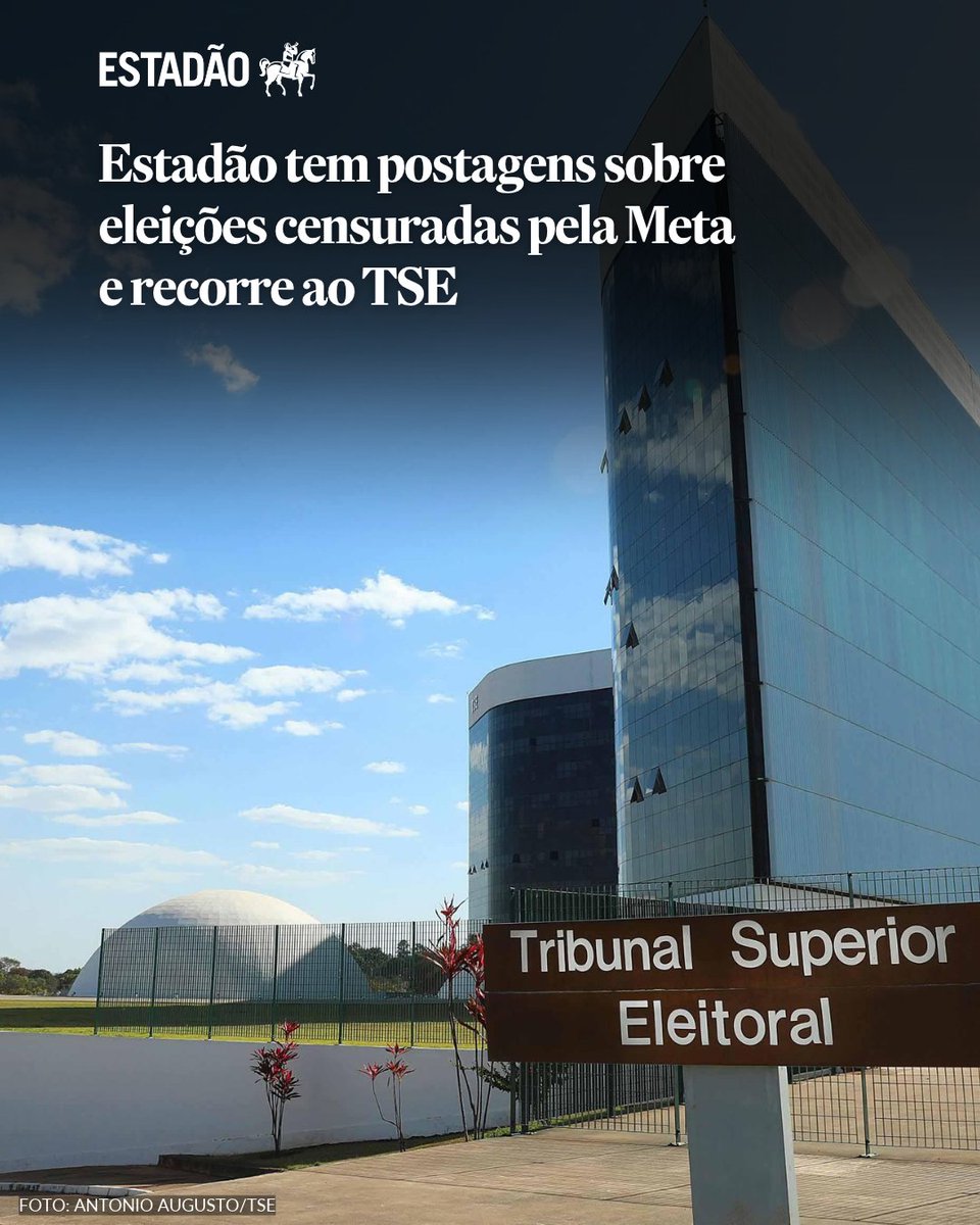Estadao's tweet photo. ELEIÇÕES 2026 | Plataforma excluiu, de maneira arbitrária, ao menos 31 publicações feitas pelo jornal no Instagram no primeiro turno das eleições ➡️ https://t.co/5rJ3RHgXdq

As exclusões afetaram publicações feitas entre as 72 horas que antecederam o dia de votação e as 24 horas seguintes. O pedido busca evitar que a plataforma repita o que aconteceu no primeiro turno. | Saiba mais no site do Estadão
