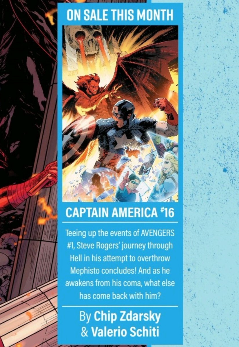 SteveRogersNews's tweet photo. EVERYTHING IS CONNECTED! In today's 'Avengers: Armageddon' (2026) #5 (of 5), Steve dreams of Bucky's "death" and wakes up from his coma!

But something isn't right. He escaped Hell, but did someone else follow him back?

Find out in next week's 'CAPTAIN AMERICA' (2025) #16! ⭐ https://t.co/Zegawp1Y0y