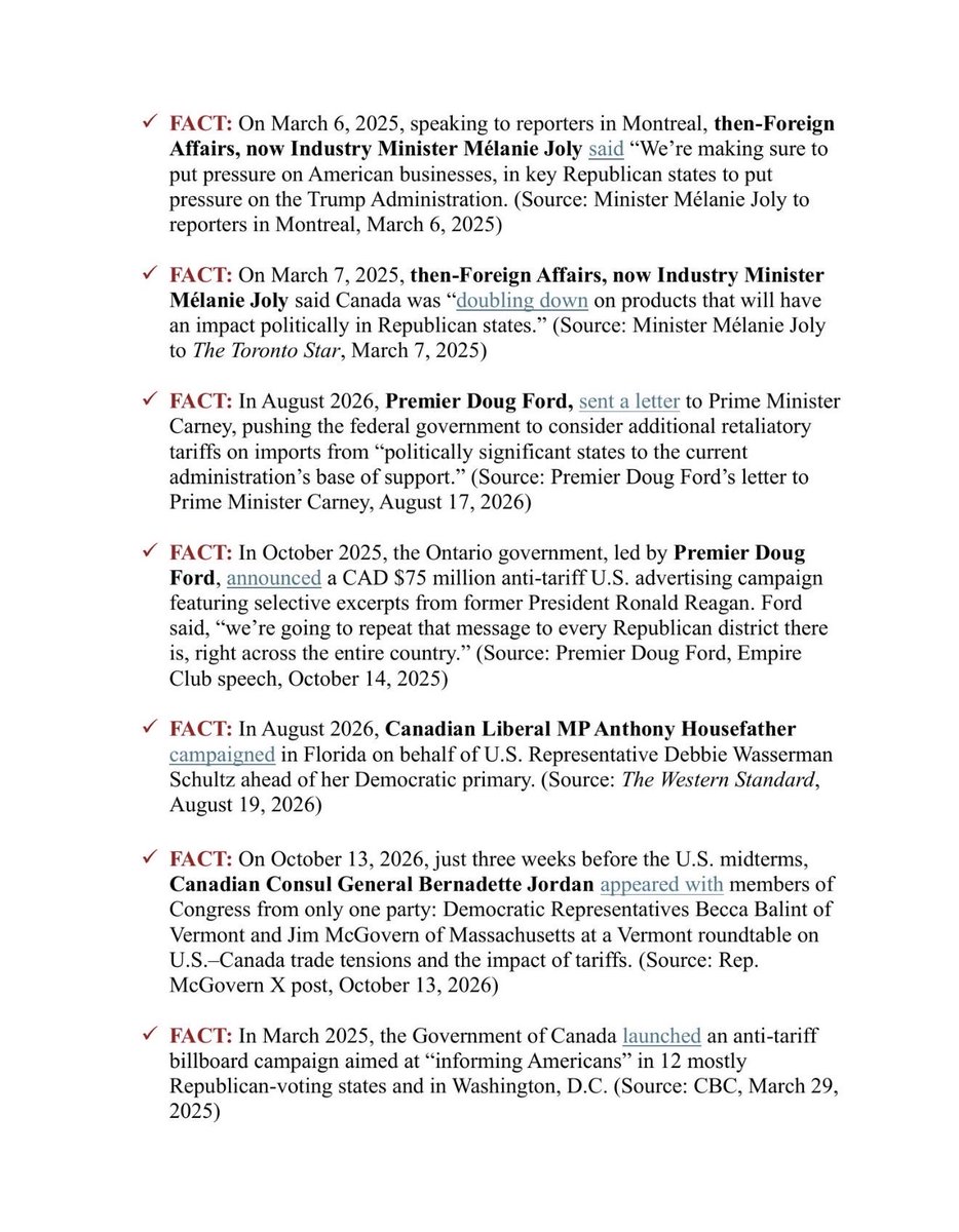 RealChange__'s tweet photo. #BREAKING: The US Embassy in Ottawa has issued an official fact sheet accusing Mark Carney of INTERFERING IN AMERICAN ELECTIONS.

It quotes Melanie Joly five times, names Doug Ford and a Liberal MP who campaigned in Florida.

@POTUS https://t.co/Crca3depSQ