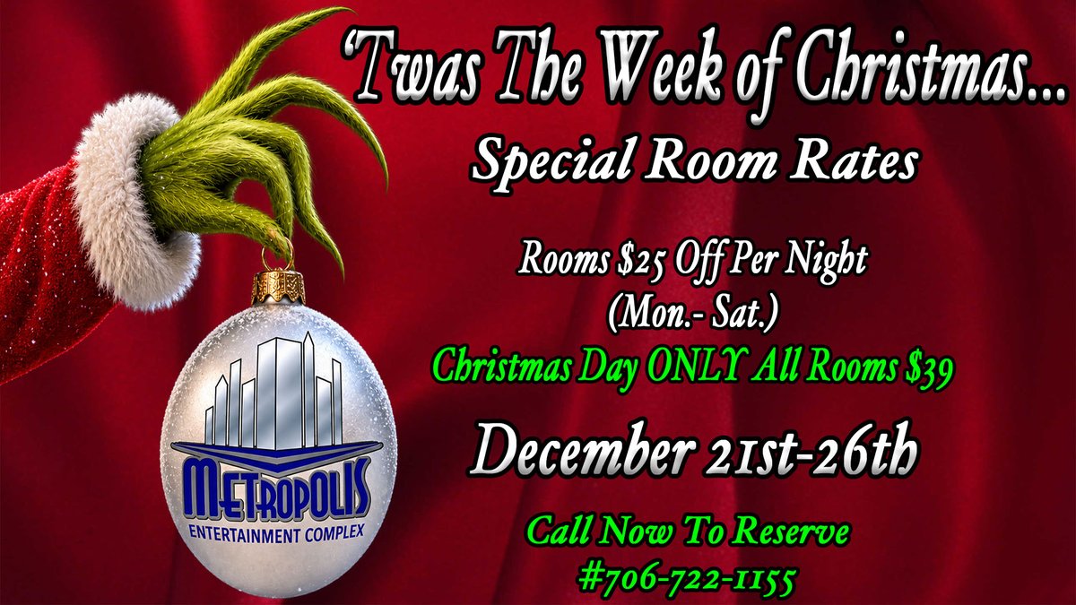 MetropolisAug's tweet photo. 🎄Naughty or nice… Christmas Weekend at The Metropolis Complex is ready for you!🎅

🎅F#CK You Santa
💸 $39 rooms (Christmas Day) + $25 OFF rooms (Mon-Sat)

Call: ☎️706-722-1155

#GayTravel #LGBTQAugusta #LGBTQTravel #LGBTQEvents 🏳️‍🌈 https://t.co/sMWmy5wEff