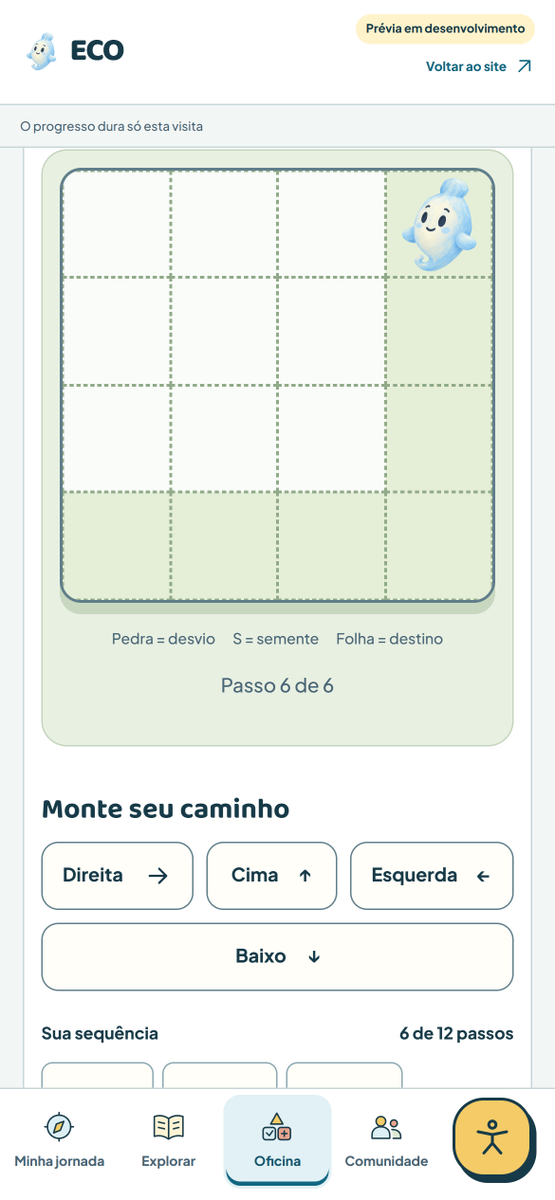 helbert_moura's tweet photo. Dentro do livro está a prévia de verdade: 3 trilhas e 9 missões, jardins para programar com setas, desafios de padrões e um ateliê para criar cenas e histórias.

Dá para experimentar no site, no celular ou no computador. https://t.co/zjYeN4HMmN