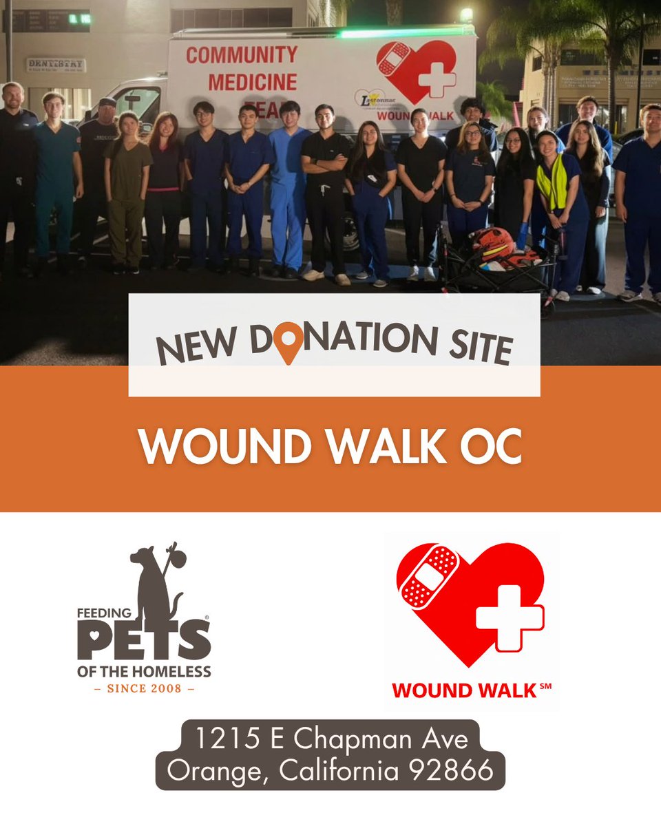 PetsofHomeless's tweet photo. New Donation Site in Orange, California!

We're excited to welcome Wound Walk OC to our Donation Site network!

📍 Wound Walk OC
1215 E. Chapman Ave.
Orange, CA 92866

Thank you for joining our network and helping make a difference for pets and their people in Orange County! https://t.co/GObsSTuapz