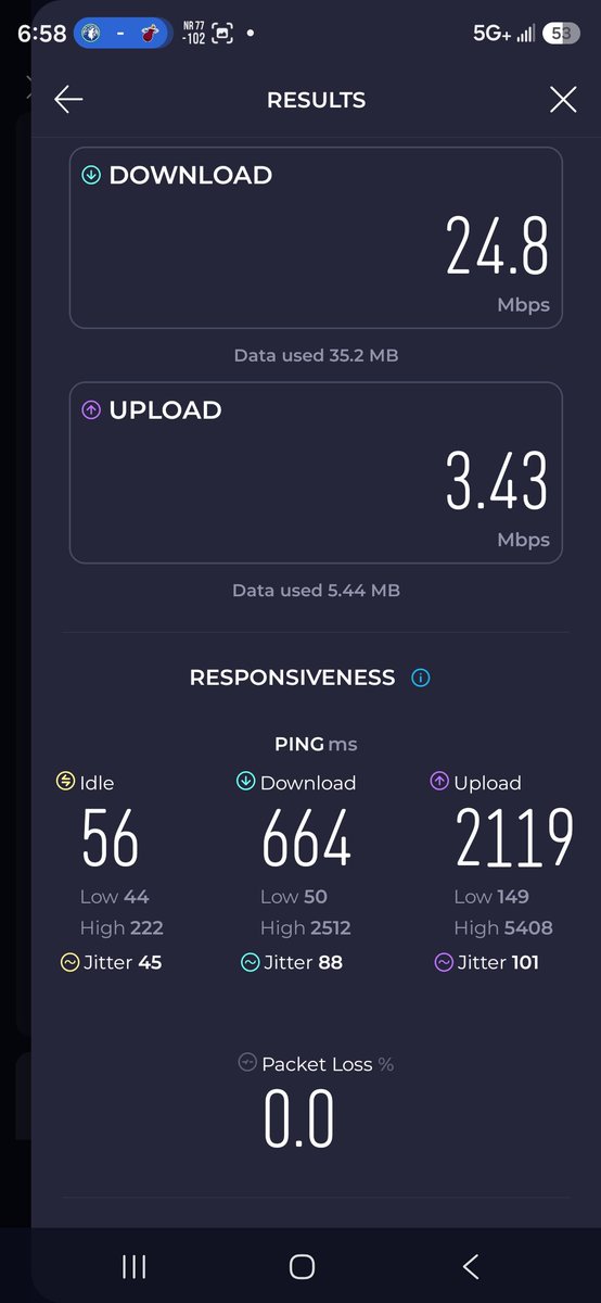 TimRGVTX956's tweet photo. Help @ATTHelp regarding severe network throttling and sub-par performance on my AT&amp;T account using my Samsung Galaxy S26+. Despite being on a high-tier plan with 5G+ / NR77 mid-band access, my current speed test shows a download speed of 24.8 Mbps and an upload speed of 3.43 Mbps https://t.co/6JVg5Lo8sd