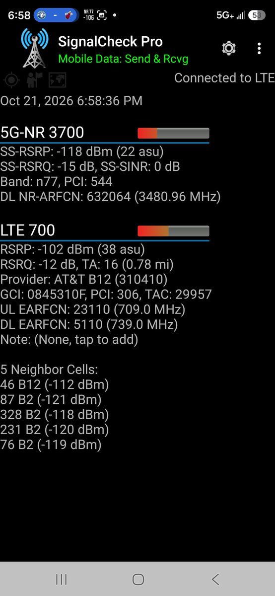 TimRGVTX956's tweet photo. Help @ATTHelp regarding severe network throttling and sub-par performance on my AT&amp;T account using my Samsung Galaxy S26+. Despite being on a high-tier plan with 5G+ / NR77 mid-band access, my current speed test shows a download speed of 24.8 Mbps and an upload speed of 3.43 Mbps https://t.co/6JVg5Lo8sd