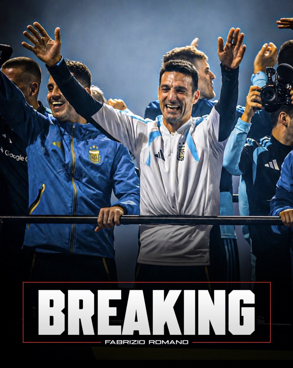 FabrizioRomano's tweet photo. 🚨🇦🇷 BREAKING: Lionel Scaloni has agreed to sign new deal as Argentina head coach until World Cup 2030.

The proposal sent in September has been accepted, details being sorted then time to sign.

Scaloni said yes, as @CLMerlo reports. 🩵🤍 https://t.co/uVePo4xG0i