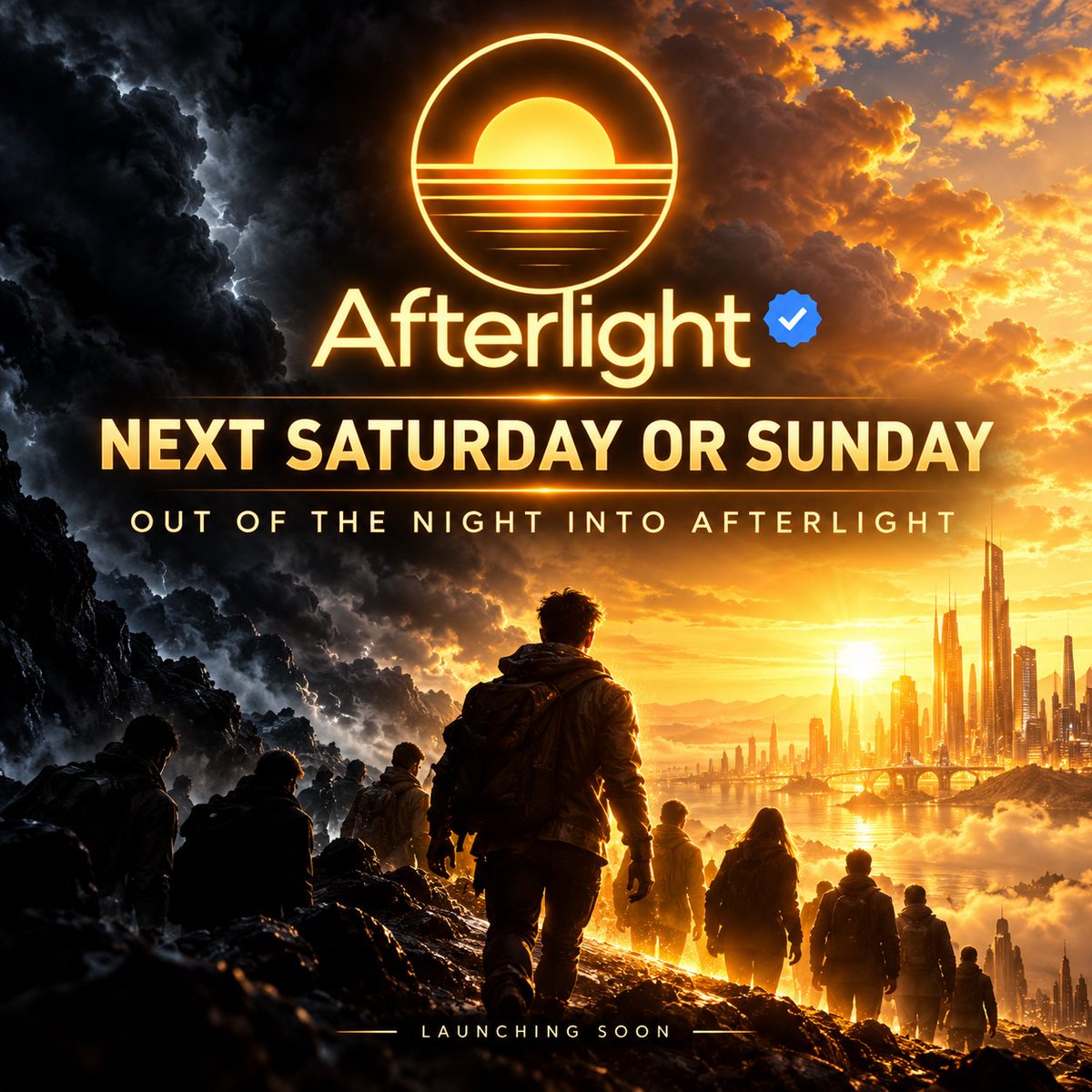 AFTERLIGHTKING's tweet photo. 🌅 AFTERLIGHT 🔵✅ ($AFTER)

Next Saturday or Sunday, a new chapter begins.

join Discord: https://t.co/BJAWmv7KFp

Out of the night and into Afterlight.

The wait is almost over, and the moment we’ve all been building toward is getting closer. The community is ready, the energy is growing, and soon we step into the light together.

Launching next weekend. Stay ready.
Join our Discord for live updates. 🚀