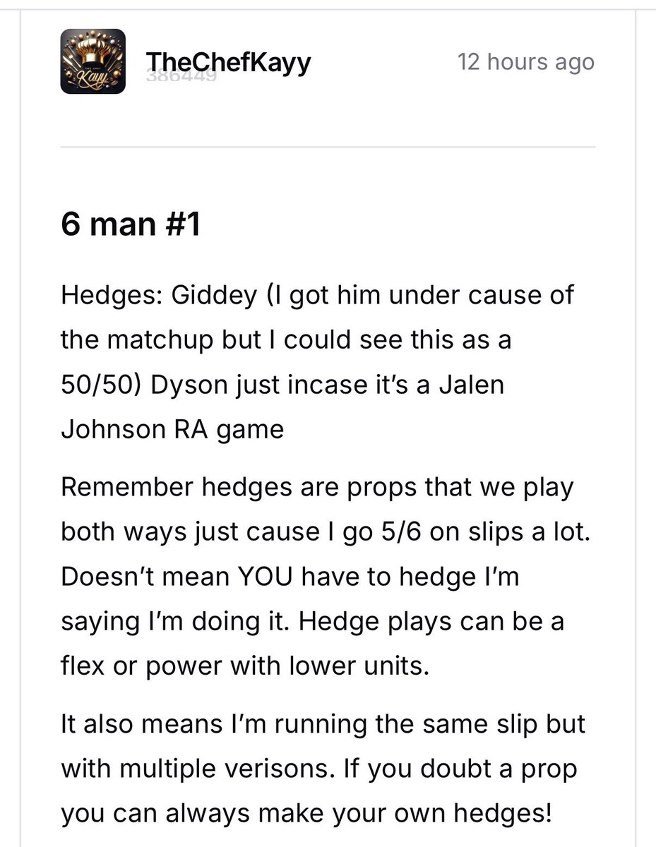 TheChefKayy's tweet photo. When you go 5/6 as much as I do you learn new ways to get out of that funk! Gotta learn how to hedge your plays! If you wanna learn what plays I hedge you can come join the DubClub 💯 https://t.co/Lnf2mSW6z0