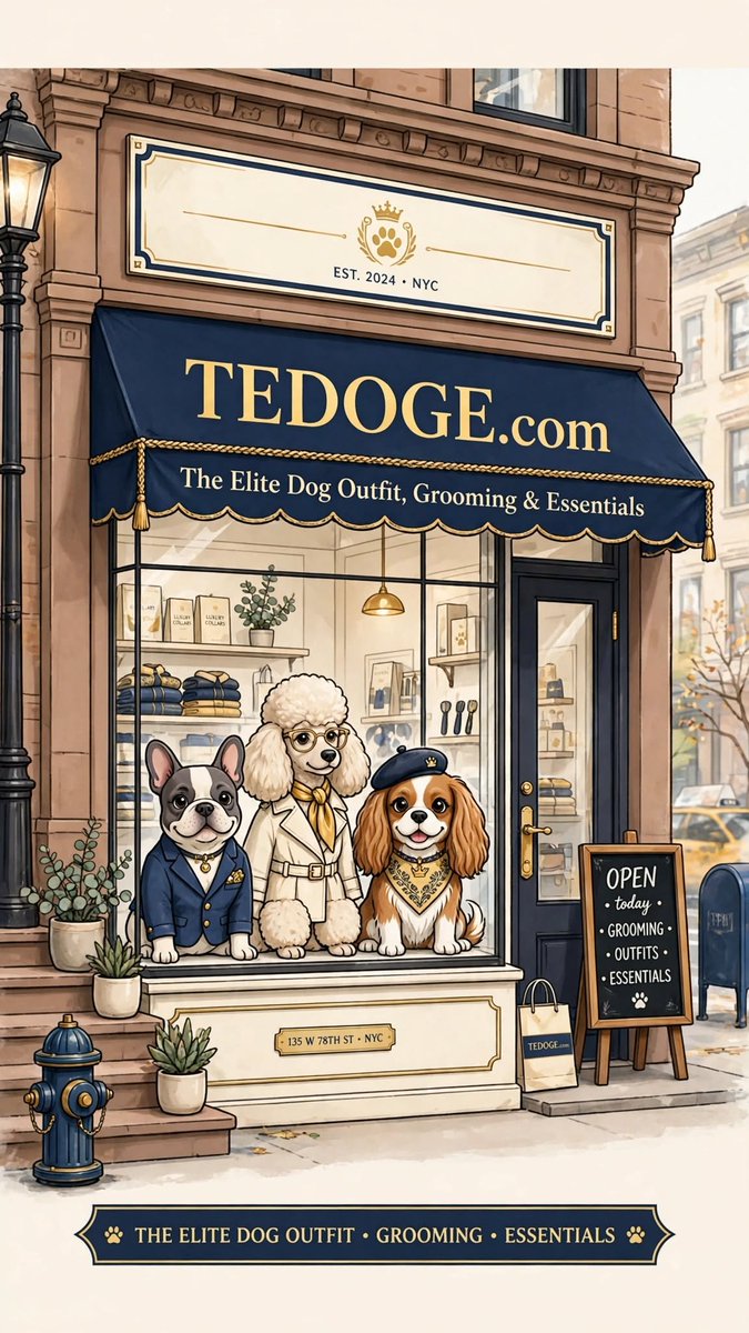 cybercabsi's tweet photo. https://t.co/YhZnTUl1eN = The Elite Dog Outfit, Grooming &amp; Essentials
Simple, premium, covers everything. Good for main brand name. https://t.co/Hhscphrn1D