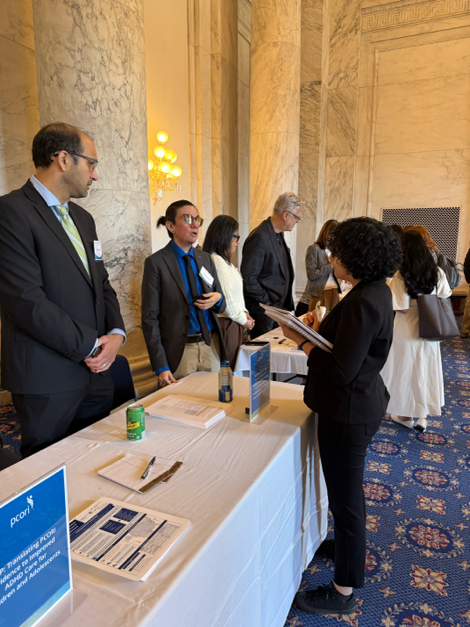 PCORI's tweet photo. Today, PCORI held its Fourth Annual Congressional Science Fair on Capitol Hill. 

Researchers, patients and community partners representing PCORI-funded projects across 547 research sites in 38 states and the District of Columbia shared how their research is engaging with community organizations, addressing critical healthcare challenges and generating evidence that supports better health and healthcare decision making.
